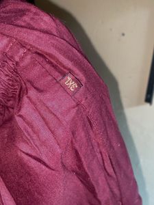 Maroon cotton 3 pc suit