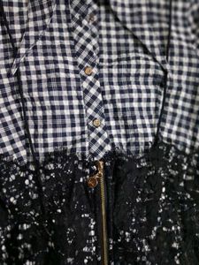 Chic Black &amp; White Gingham Lace Dress