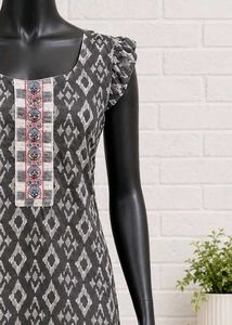 Stylish Grey Diamond Print Kurta