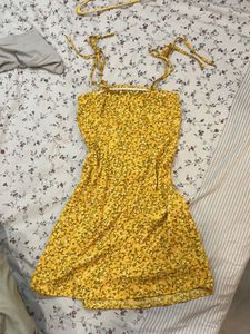 Yellow Floral Mini Dress