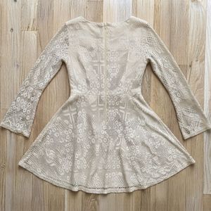 Cream Lace Fit &amp; Flare Dress