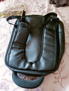 Black Faux Leather laptop Backpack