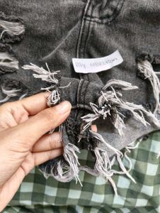 Distressed Grey Denim Shorts