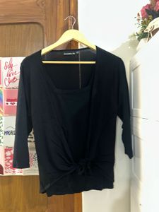 Chic Black Knot Detail Top
