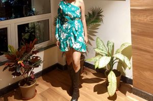 Chic Floral Print One-Shoulder Dress