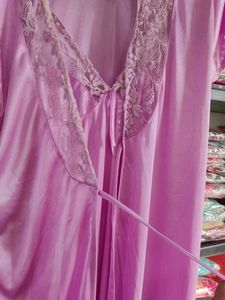 Lace Trimmed Satin Nightgown