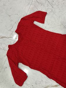 Vibrant Red Chikankari Kurta