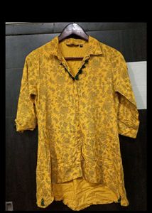 Yellow Floral Print Kurta