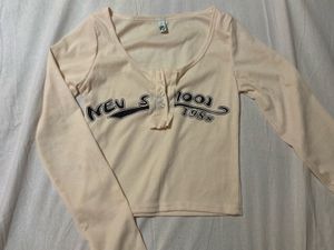 Cream Y2K Graphic Long Sleeve Top