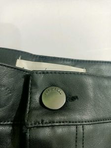 Mango L Stylish Black Faux Leather Pants