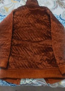 Brown Velvet Robe with Polka Dots