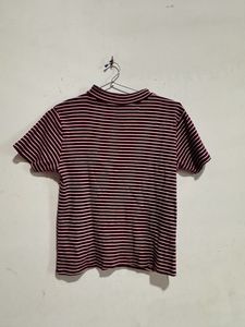 Violet Stripe Fitted Crop Top