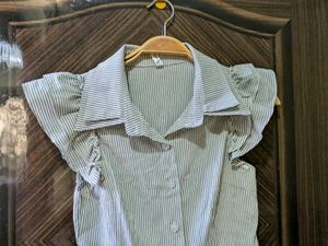 Striped Button-Up Peplum Top