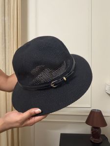 Chic Black Sun Hat with Buckle Detail