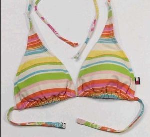 Vibrant Striped Halter Bikini Top
