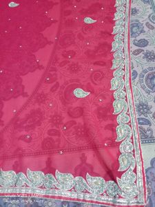 Pink Saree with Sequins and Border