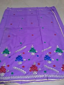 Elegant Lavender Saree with Silver Embroidery