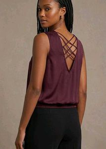Stylish dark purple Lattice Back Top