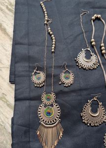 Oxidised Peacock Jewellery Set