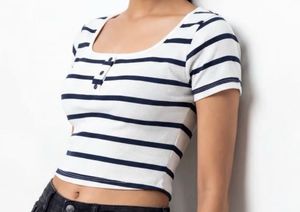 Striped Cropped Short Sleeve Top