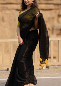 I love Saree Elegant Black with Tassel