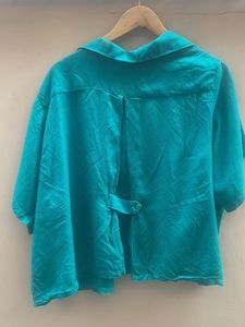 Teal Short Sleeve Button-Up Shirt