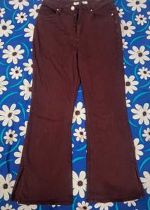 Maroon Flared Jeans