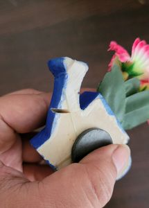 Flower Pot Poly Resin Fridge Magnet Blue Colour
