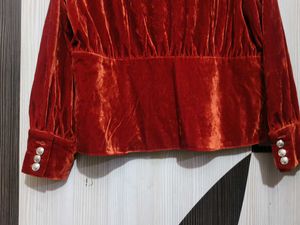 Elegant Red Velvet Blouse