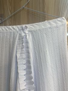 White Textured Casual Pants