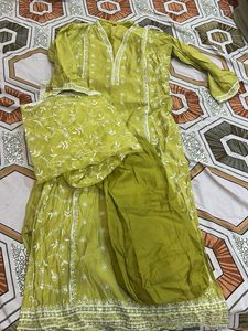 Lime Green Embroidered Kurta Set