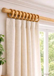 Wooden Curtain Rings with Hooks ( Pack of 18 )