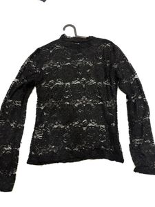 Black Lace Long Sleeve Top