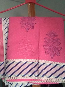 Pink Printed Dress Material.