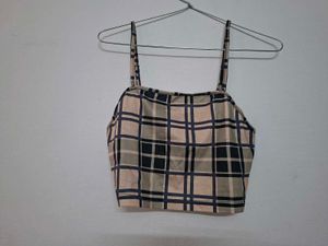 Plaid Spaghetti Strap Crop Top