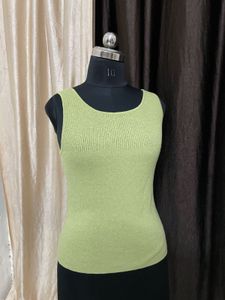 Lime Green Ribbed Knit Tank Top