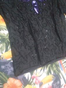Sparkling Embellished Black Blouse