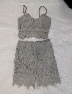 Lace Crop Top & Skirt Set