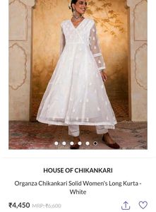 Elegant White Chikankari Kurta
