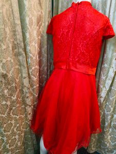 Red Cheongsam Style Hi Low