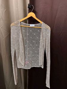 Sheer Crochet Long Sleeve Top