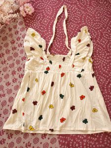 Cute Cream Butterfly Print Dress