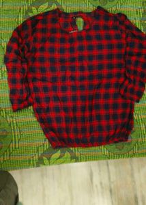 Red &amp; Blue Plaid Long Sleeve Top