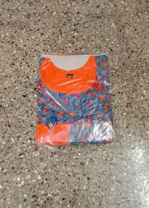 Brand New Kalamkari Peacock Print Orange With Blue