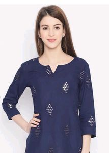 Myntra Blue Top With White Pearl Beaded Leggings