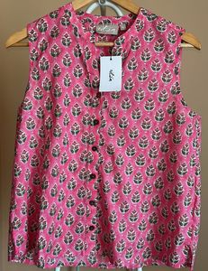 Vibrant Pink Floral Sleeveless Kurta