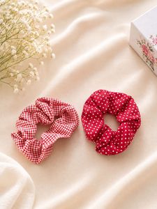 Cute Red & White Scrunchie Set