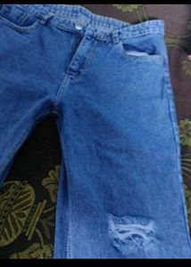 Distressed Blue Wide Leg Jeans