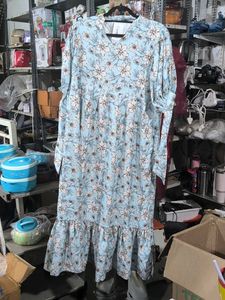 Light Blue Floral Maxi Dress XXL