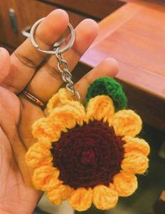Handmade Crochet Sunflower Keychain